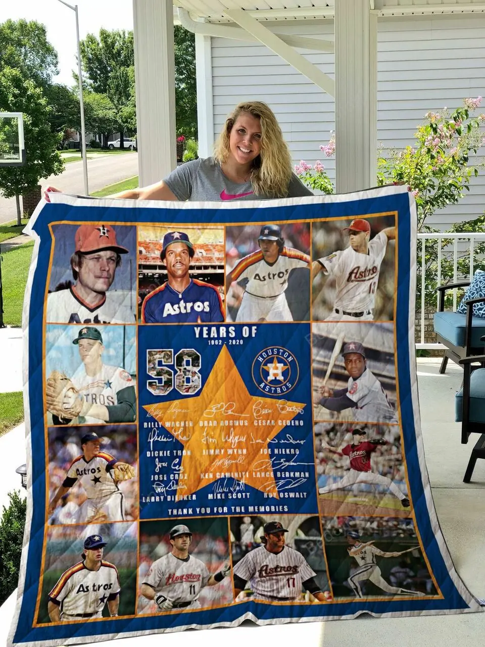 Houston Astros Quilt Blanket 02 and Home Decor