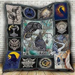 Hugin & Munin Thought & Memory Blanket KC1207 Quilt and Home Decor