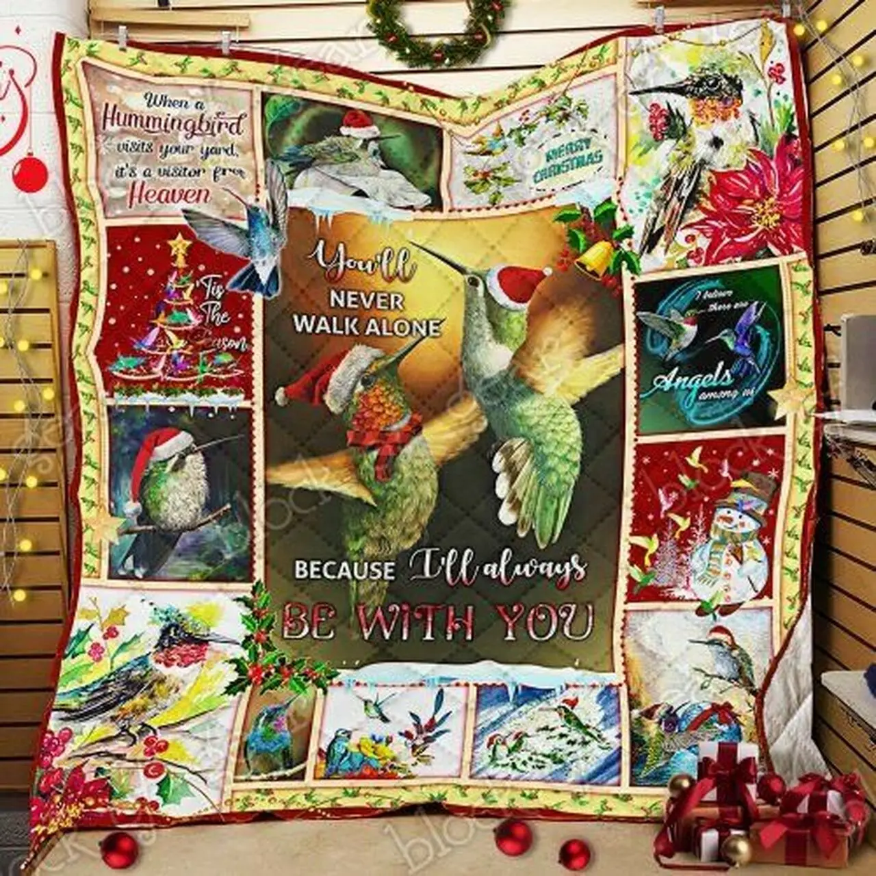 Hummingbird Christmas Cl18100358Mdq Quilt Blanket and Home Decor