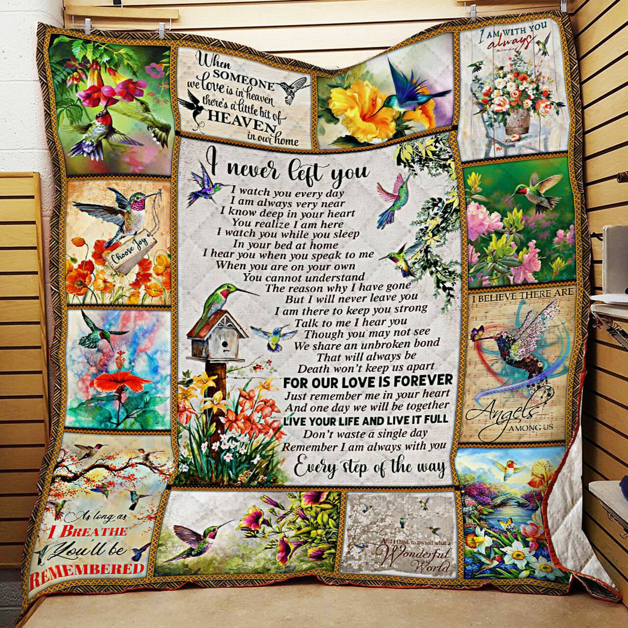 Hummingbird - I Never Left You Quilt Blanket and Home Decor