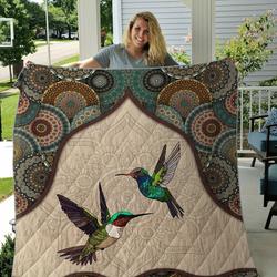 Hummingbirds Mandala Quilt and Home Decor