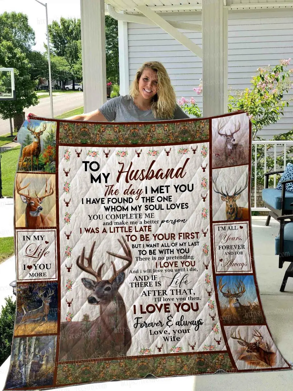 Husband - Deer Quilt Blanket 01 and Home Decor