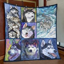 Husky Portrait Hur Quilt fe and Home Decor