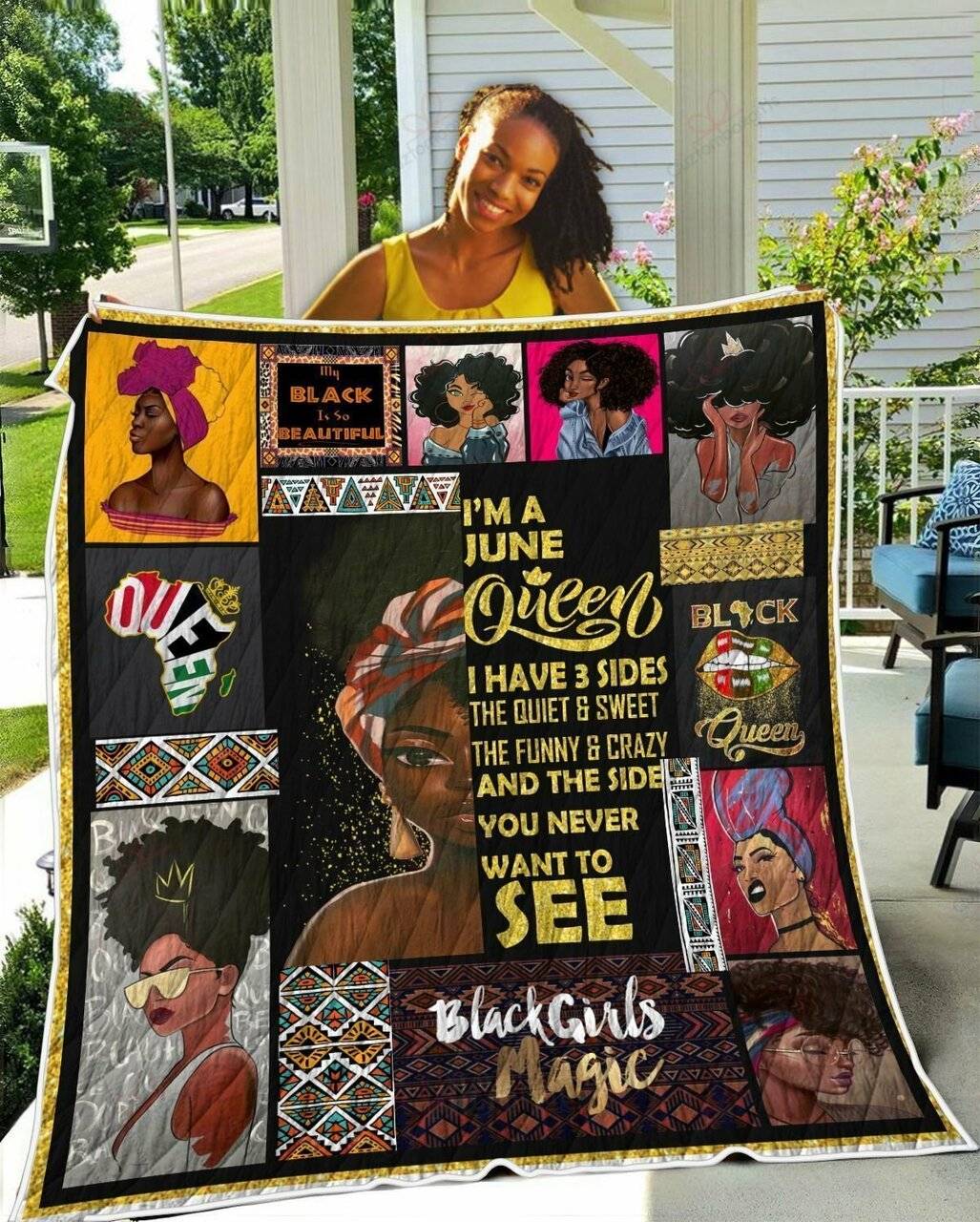 I Am A June Queen Black Beautiful TH2309213CL Quilt Blanket and Home Decor