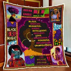 I Am Black Beautiful And Proud Quilt Blanket and Home Decor