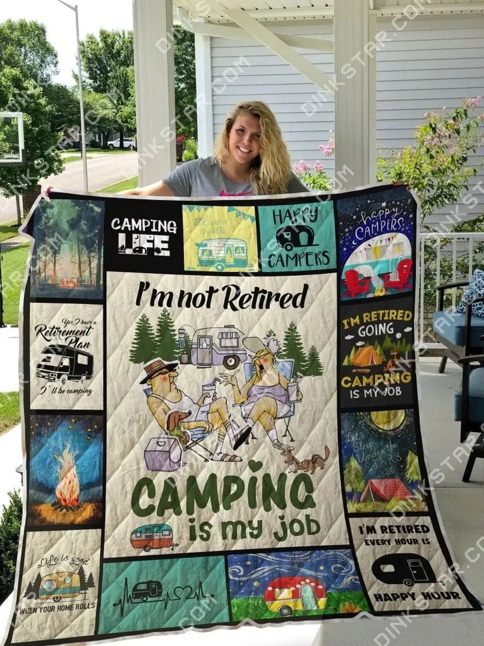 I Am Not Retired Camping Is My Job Quilt and Home Decor