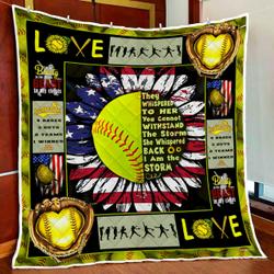 I Am The Storm Softball Quilt Blanket and Home Decor