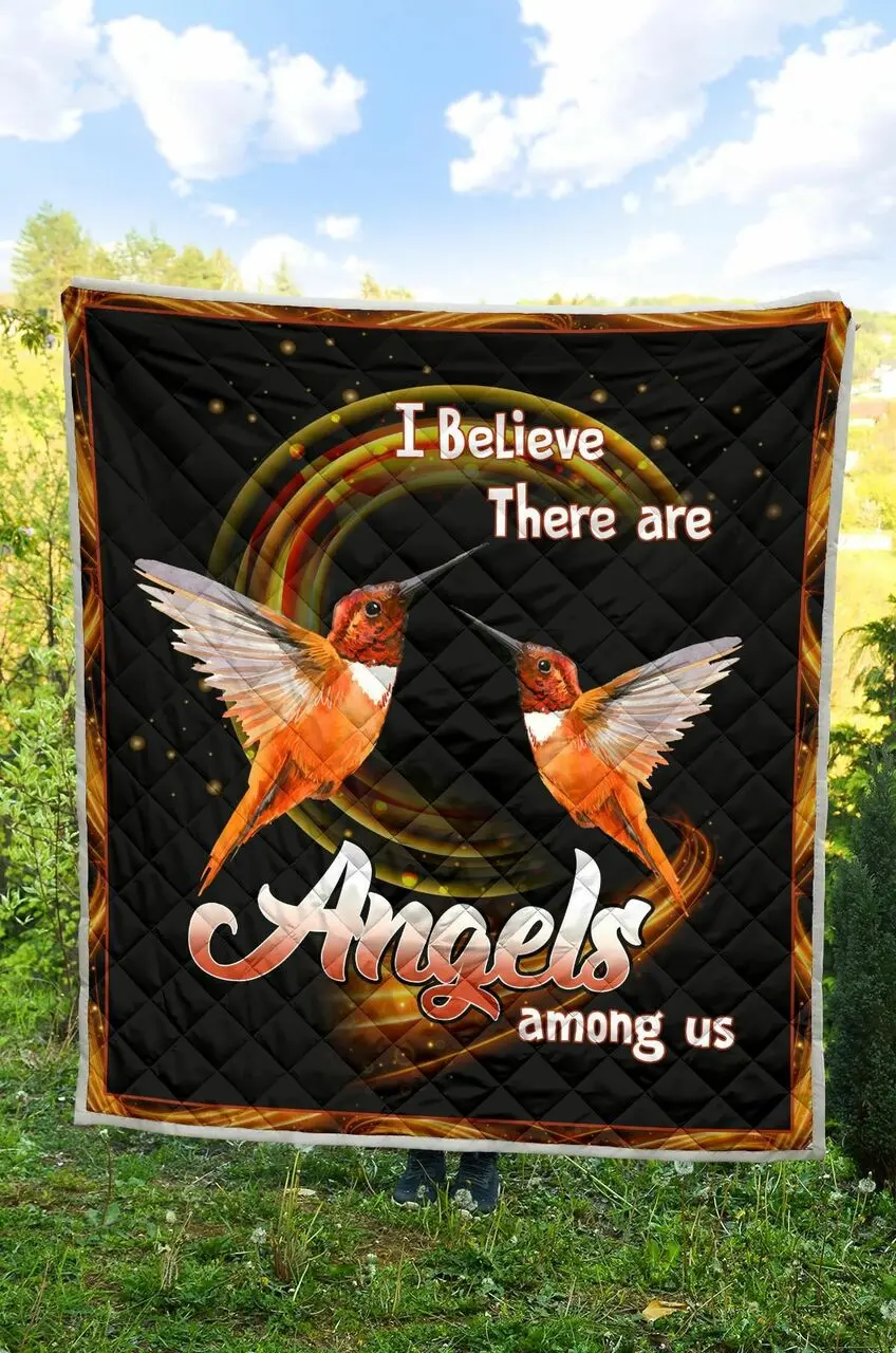 I Believe There Are Angels Hummingbird Quilt Blanket Dhc020120185Td and Home Decor