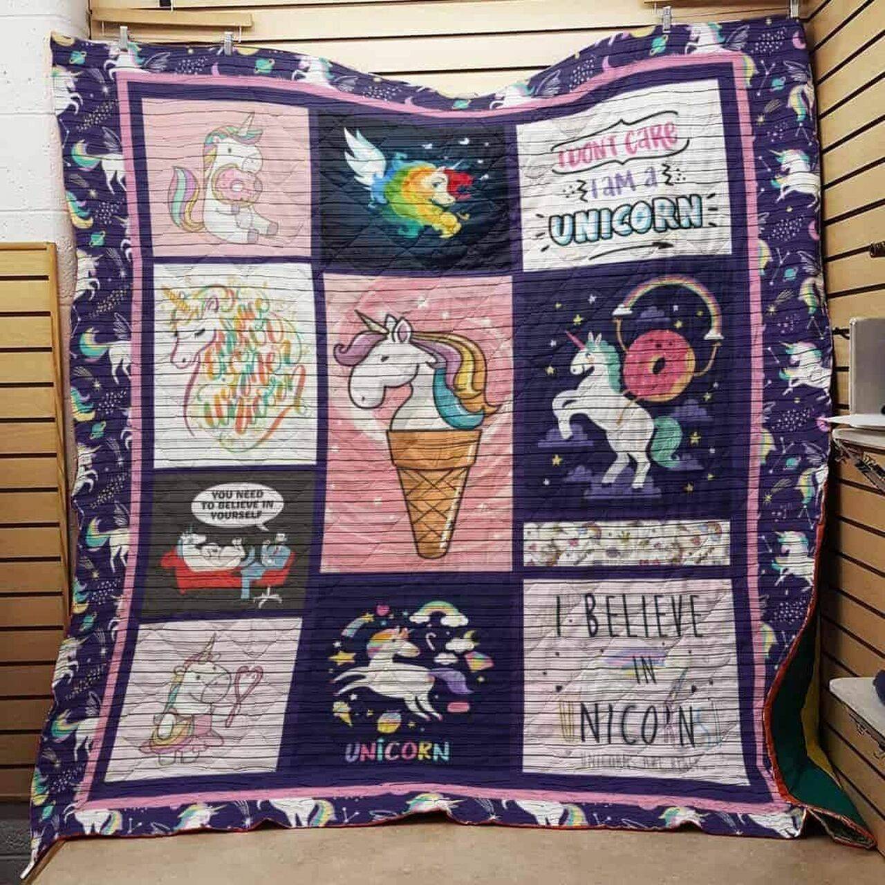 I DonT Care I Am A Unicorn Quilt Blanket Great Customized Gifts For Birthday Christmas Thanksgiving Perfect Gifts For Unicorn Lover and Home Decor