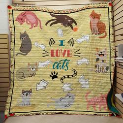 I Love Cats Quilt and Home Decor
