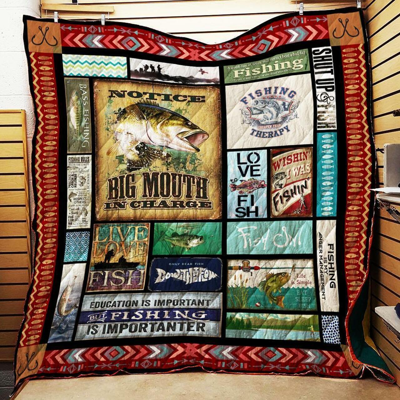 I Love Fishing - Quilt and Home Decor