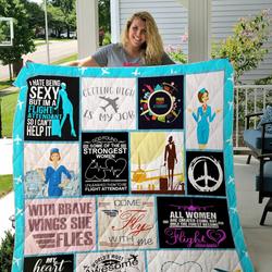 I Love Flying  Flight Attendant Quilt Blanket and Home Decor