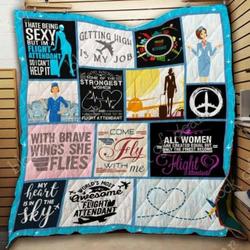 I Love Flying Flight Attendant Quilt Th731  Quilt and Home Decor