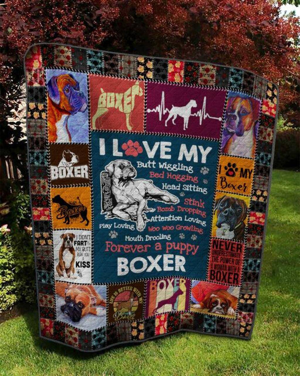 I Love My Boxer Quilt Blanket Quilt and Home Decor