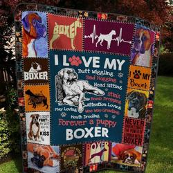 I Love My Boxer Quilt Blanket Ver 2  Quilt and Home Decor