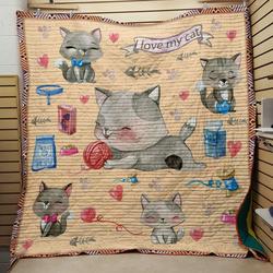 I Love My Cat Quilt and Home Decor
