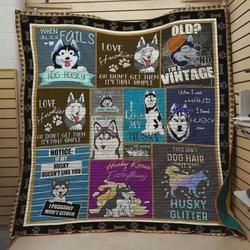 I Love My Husky Quilt Blanket Great Customized Blanket Gifts For Birthday Christmas Thanksgiving and Home Decor