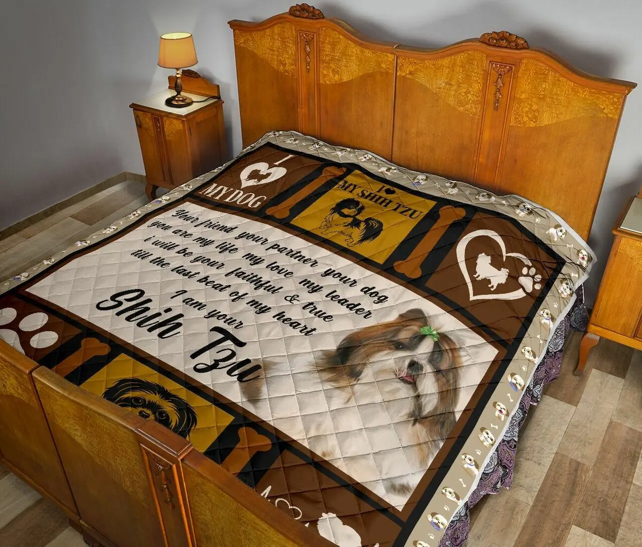 I Love My Shih Tzu Quilt Tabe Bubl and Home Decor