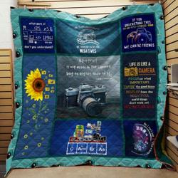 I Love Photography Love Camera Quilt Blanket  Quilt and Home Decor