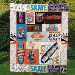 I Love Skateboarding Quilt Design By Exrain and Home Decor
