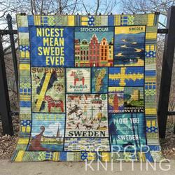 I Love Sweden Blanket Th1307 Quilt and Home Decor