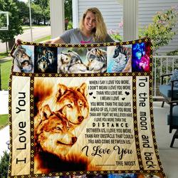 I Love You The Most  Wolves Quilt Blanket and Home Decor