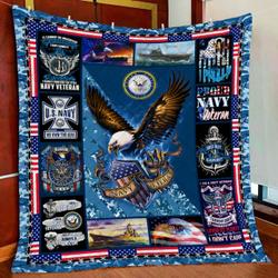 I Own It Forever The Title Navy Veteran | Veteran Quilt | US Military Blanket Quilt | Gift for Veteran and Home Decor