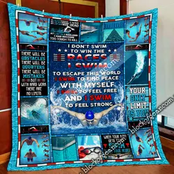 I Swim To Feel Strong Quilt Blanket Shb83 and Home Decor