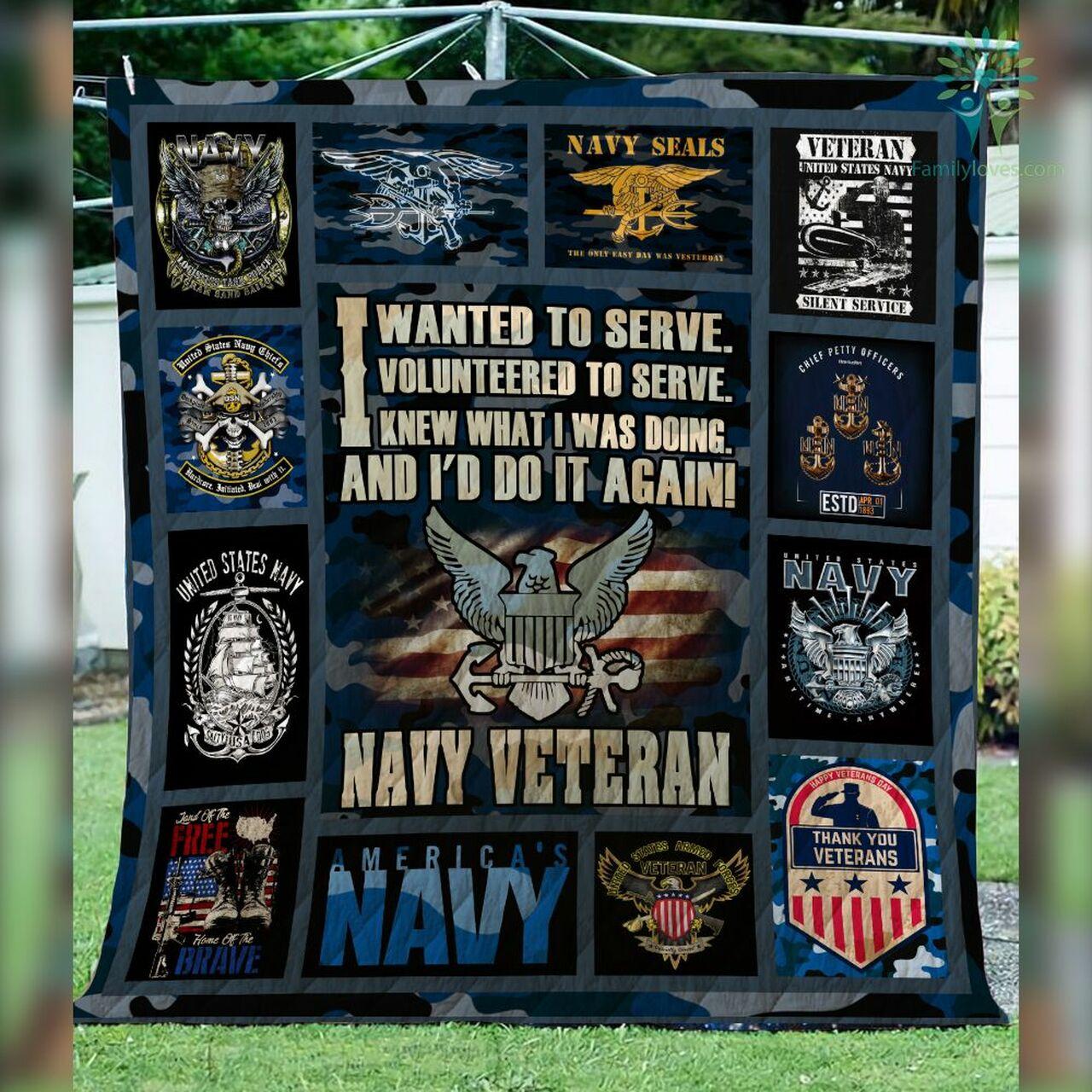 I Wanted To Serve I Volunteered To Serve Navy Quilts Blanket Dhc090120745Td and Home Decor