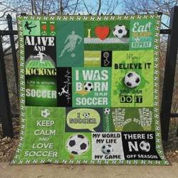 I Was Born To Play Soccer Quilt Blanket Great Customized Blanket Gifts For Birthday Christmas Thanksgiving and Home Decor