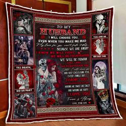 I Will Choose You, Skull Couple Quilt Blanket and Home Decor