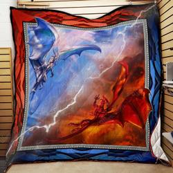 Ice Fire Dragon Quilt Kb and Home Decor