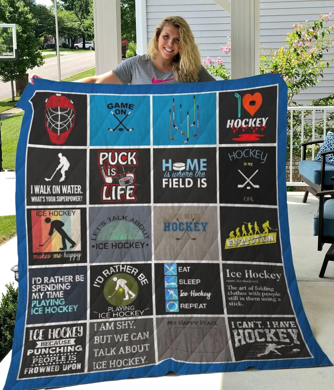 Ice Hockey Id Rather Be Spending My Time Playing Ice Hockey Quilt Blanket Great Customized Gifts For Birthday Christmas Thanksgiving Perfect Gifts For Ice Hockey Lover and Home Decor
