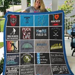 Ice Hockey Id Rather Be Spending My Time Playing Ice Hockey Quilt Blanket Great Customized Gifts For Birthday Christmas Thanksgiving Perfect Gifts For Ice Hockey Lover      and Home Decor