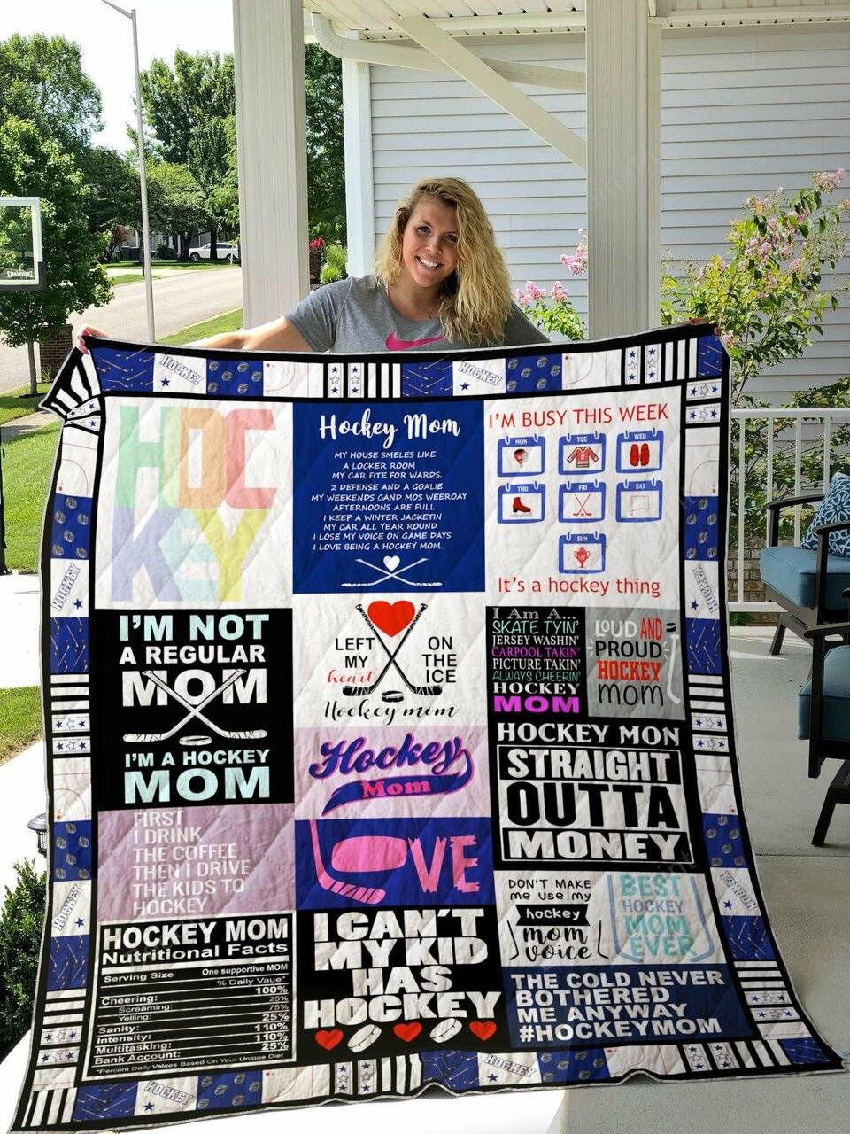 Ice Hockey Mom Quilt Blanket and Home Decor