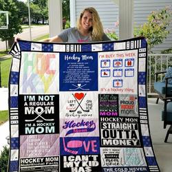 Ice Hockey Mom Quilt Blanket and Home Decor
