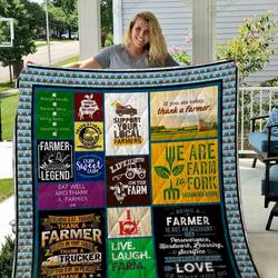 If You Ate Today Thank A Farmer Quilt Blanket Great Customized Blanket Gifts For Birthday Christmas Thanksgiving and Home Decor