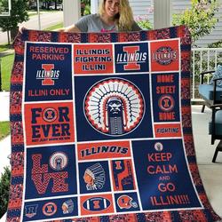 Illinois Fighting Illini Quilt Blanket and Home Decor