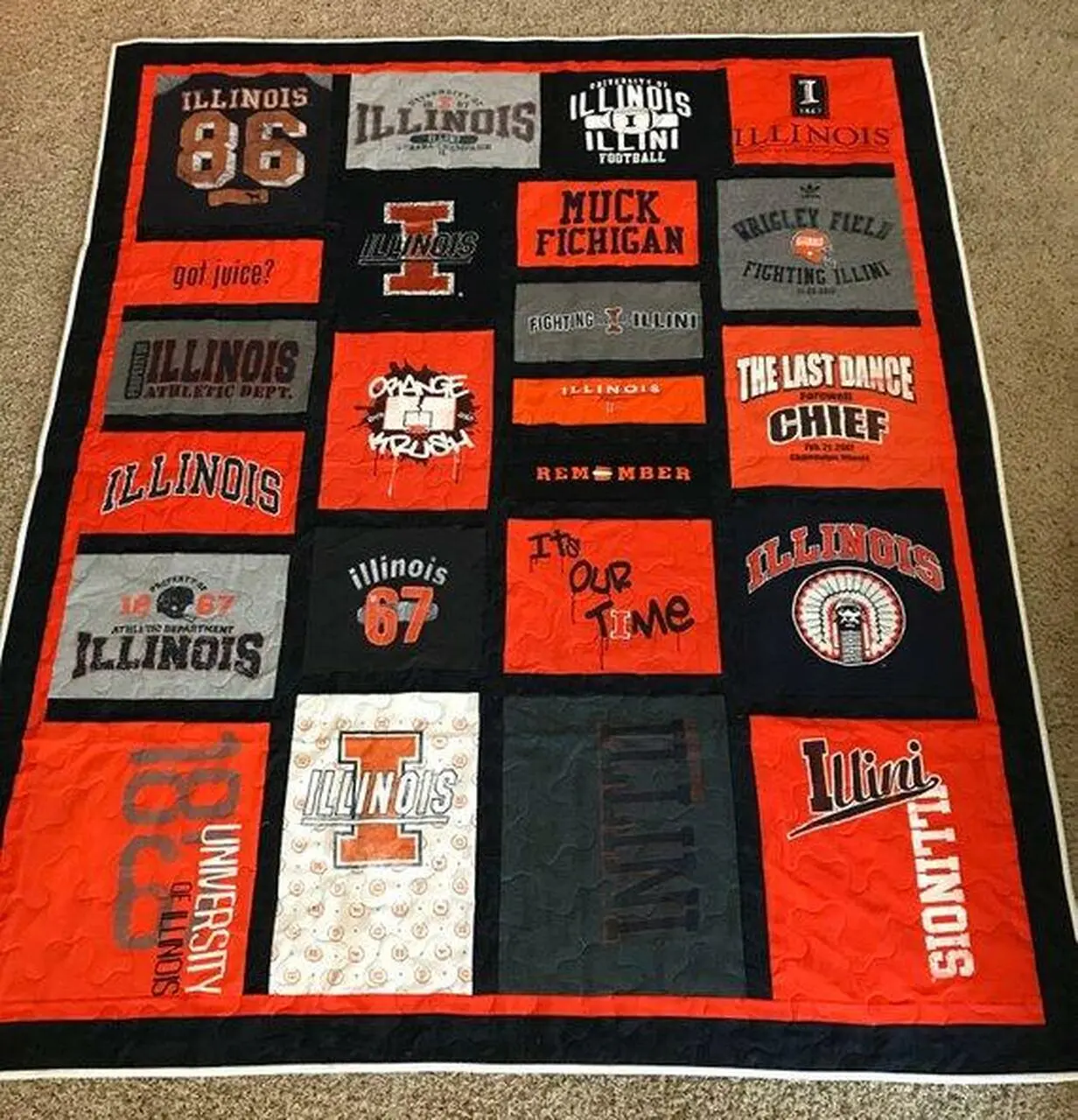 Illinois Fighting Illini Quilt Blanket Pt27 Quilt and Home Decor