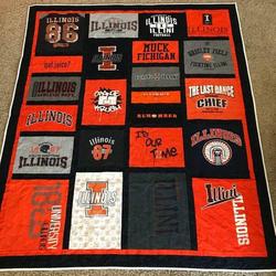 Illinois Fighting Illini Quilt Blanket Pt27  Quilt and Home Decor