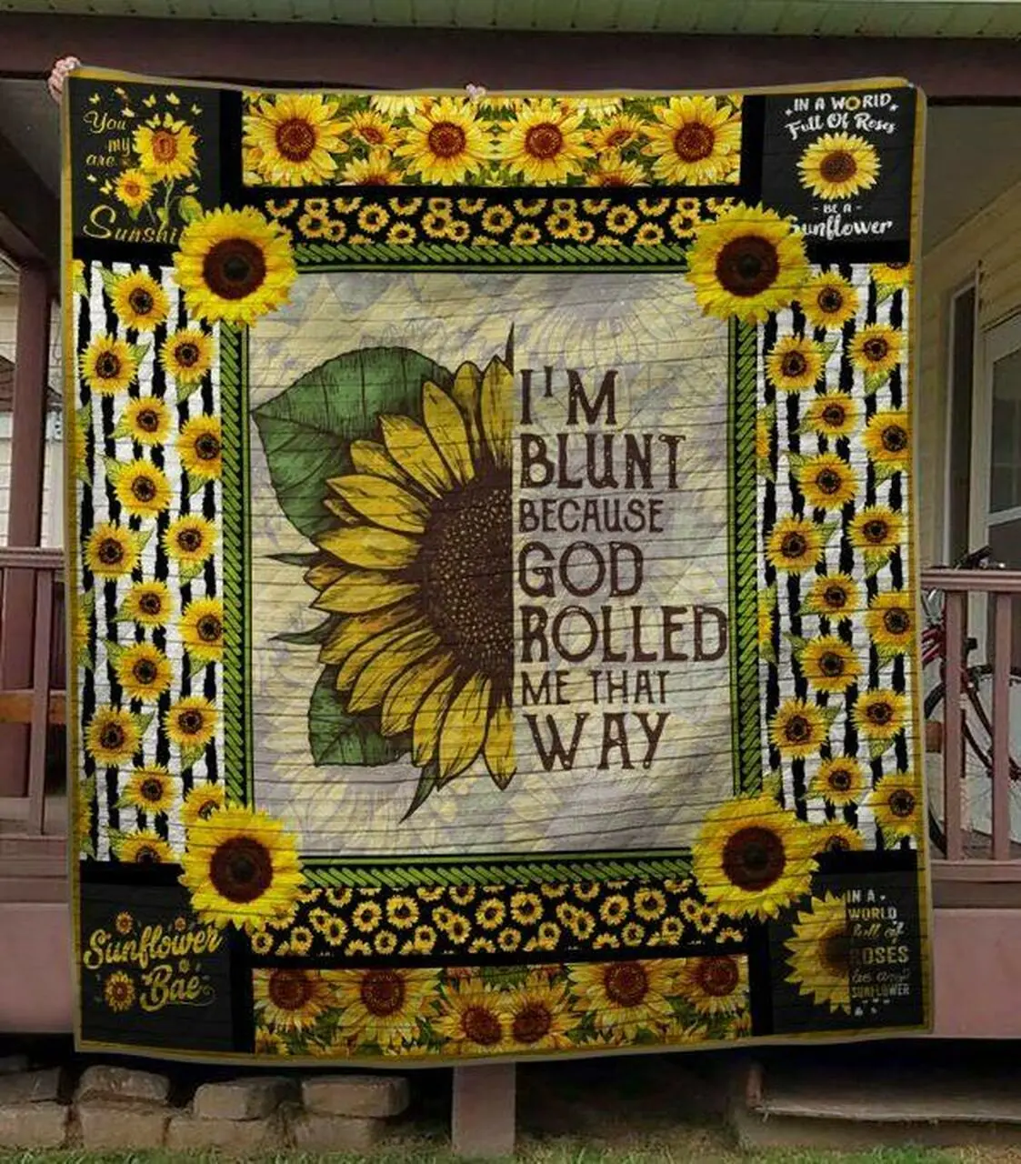 Im Blunt Sunflower Quilt Blanket Quilt and Home Decor