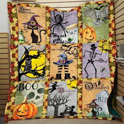 Im Just Here For The Halloween Black Cat KL2409120CL Quilt Blanket and Home Decor