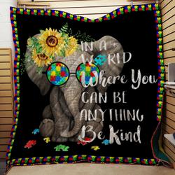 In A World Where You Can Be Anything Be Kind Autism Quilt and Home Decor