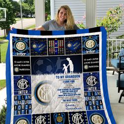 Inter Milan Quilt Blanket I1D2 To My Grandson Love Grandmom and Home Decor