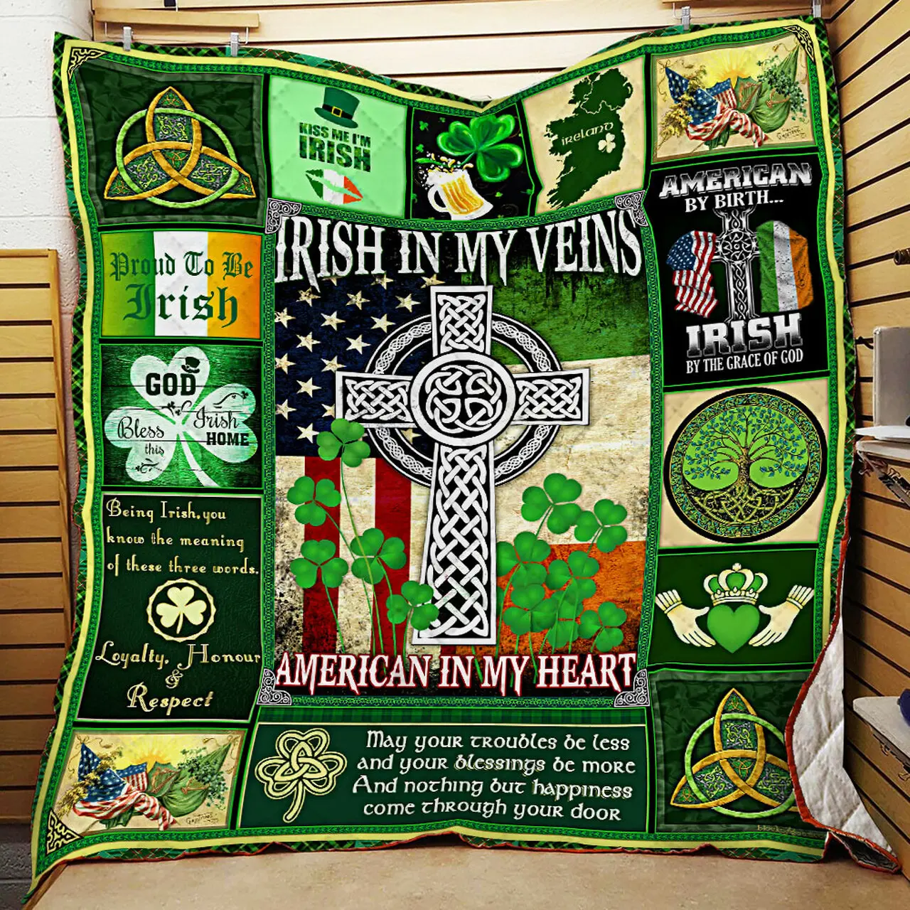 Irish In My Veins - American In My Heart Quilt Blanket and Home Decor