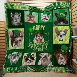 Irish St Patrick Day Bulldog Cla1610507Q Quilt Blanket and Home Decor
