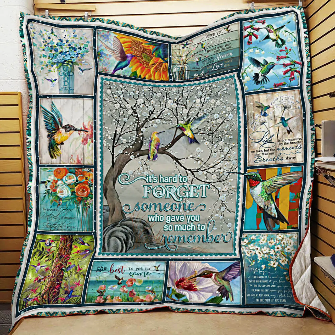 ItS Hard To Forget Someone Who Gave You So Much To Remember, Hummingbird Quilt Blanket and Home Decor