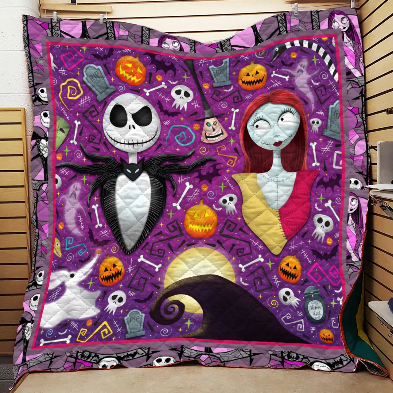 Jack And Sally Sleeping Quilt and Home Decor