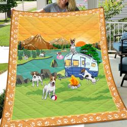 Jack Russell Go Camping Quilt  Quilt and Home Decor