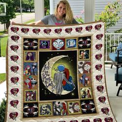 Jack Skellington And Sally Love Moon And Back Quilt  Quilt and Home Decor